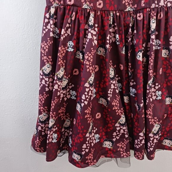 Betry Boop unique vintage  Burgundy Babydoll Heart Dress size 1X/16 - Picture 3 of 8